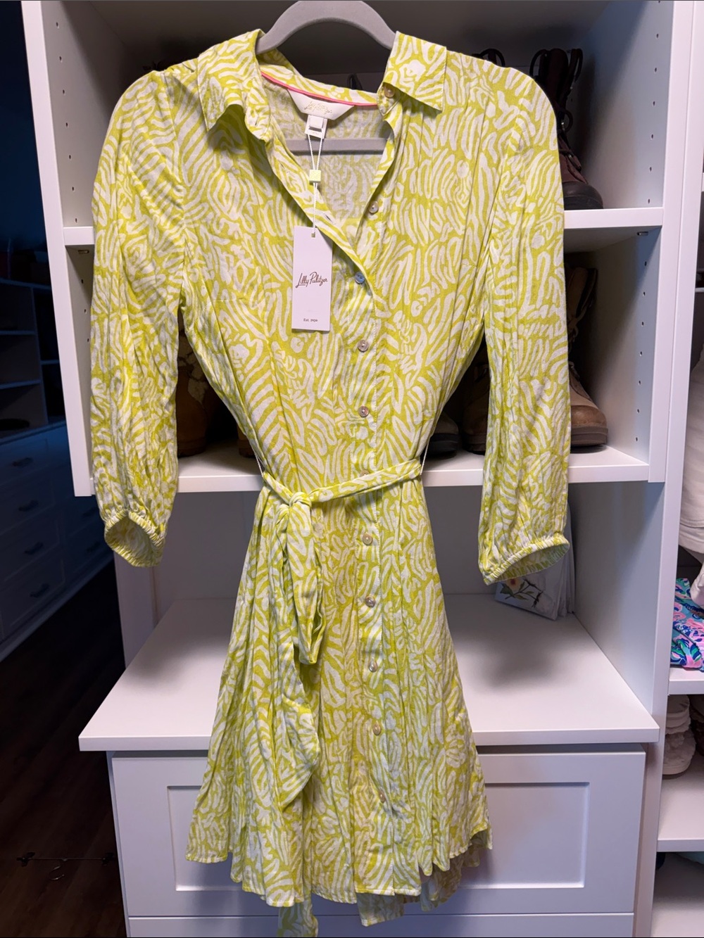 Lilly Pulitzer Melony Shirtdress Jardin Green Zee Bebe Dress Yellow